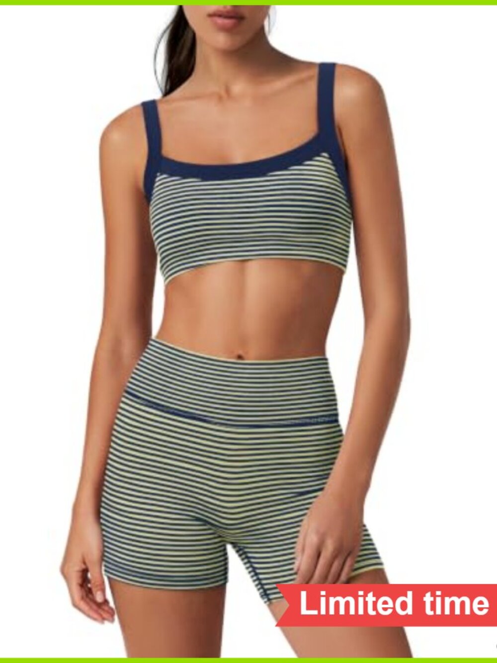 Women's Striped 2 Piece Workout Set Tank Top High Waisted Shorts